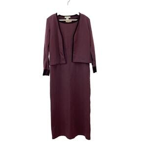 Eddie Bauer Women’s Size M Purple Burgundy Sleeveless Maxi Dress & Cardigan Set